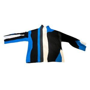 DKNY Blue Abstract Striped Sweater
